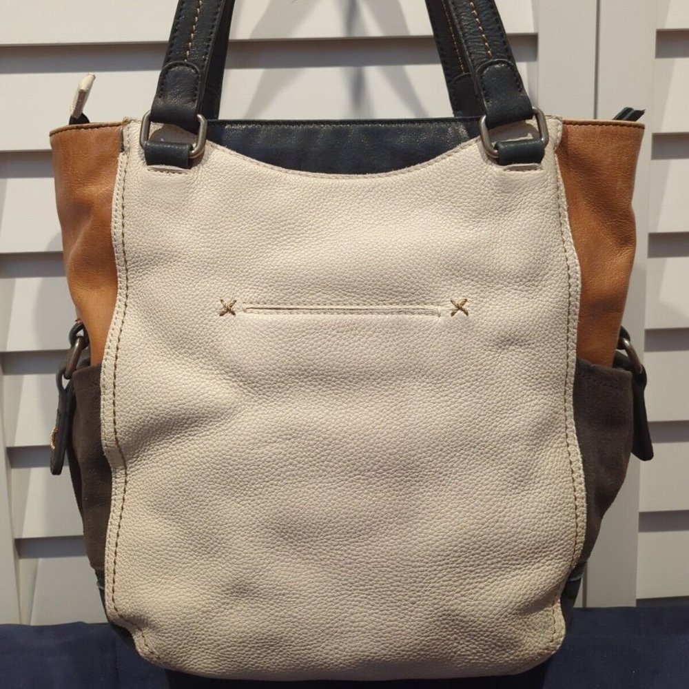 The Sak Beige Brown & Black Pebbled Leather Hobo Style